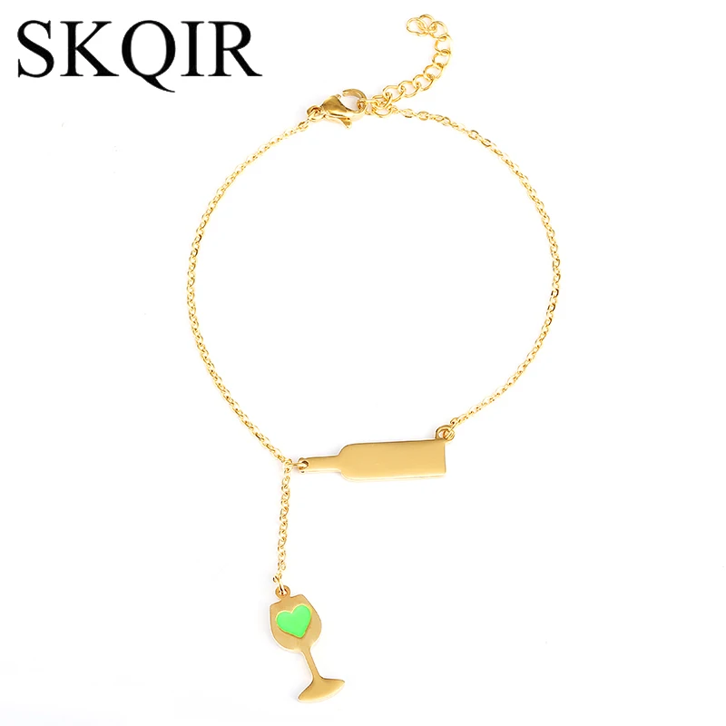 Green Heart Wine Glass Bracelet Women's Beer Goblet Charms Pulsera Gold Color Stainless Steel Chain Girl Lady Jewelry Love Gift
Green Heart Wine Glass Bracelet Women's Beer Goblet Charms Pulsera Gold Color Stainless Steel Chain Girl Lady Jewelry Love Gift