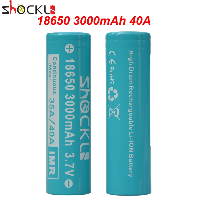 Литий ионная аккумуляторная батарея Shockli 18650 3000 мАч 3 7 в 40 А литиевая с высоким