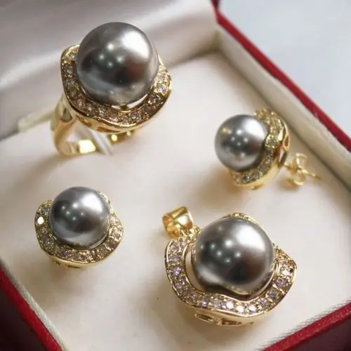 for women bead anime-- Wedding Set 10mm &14mm gray South sea Shell Pearl Earrings Necklace Ring size 6 7 8 9 fine quality
for women bead anime-- Wedding Set 10mm &14mm gray South sea Shell Pearl Earrings Necklace Ring size 6 7 8 9 fine quality