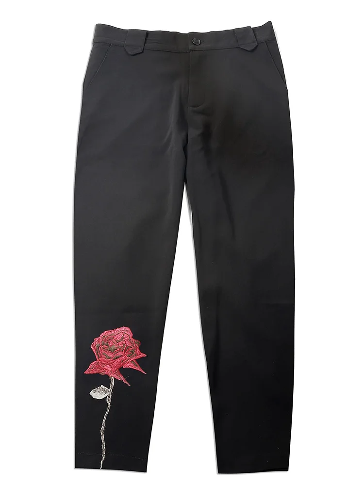 Original rose embroidery nine-point halen pants men's Korean version of slim hair stylists tapered pants. M-3XL
Original rose embroidery nine-point halen pants men's Korean version of slim hair stylists tapered pants. M-3XL