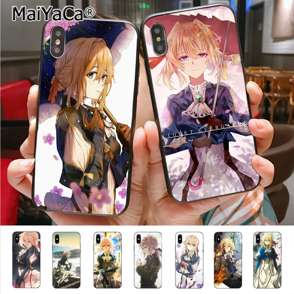 Аниме фиолетовый Evergarden новинка чехлы мягкий чехол для телефона iPhone 8 7 6 6S Plus X XS XR