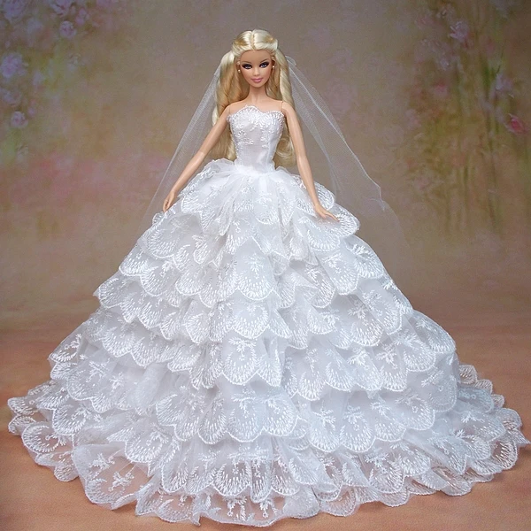 White Wedding Dress + Veil + Bouquet/set Multi-layers Lace Big Bride Gown Clothing Outfit Clothes For 1/6 Kurhn Barbie Doll
White Wedding Dress + Veil + Bouquet/set Multi-layers Lace Big Bride Gown Clothing Outfit Clothes For 1/6 Kurhn Barbie Doll