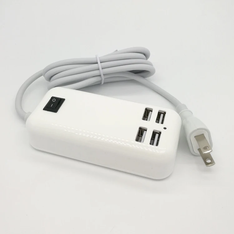 ЕС/США plug 5V3A 4 Порта USB Зарядное Устройство AC Адаптер Питания 1.5 М длинный кабель