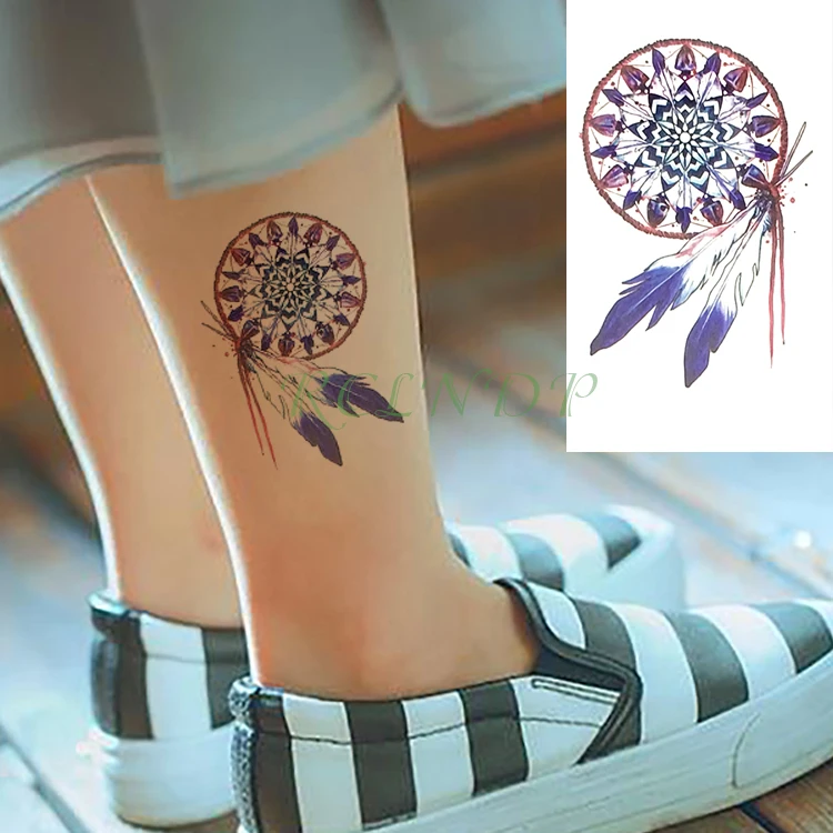 Waterproof Temporary Tattoo Sticker Dreamcatcher Fox Fake Tatto Feather Style Dream Catcher Flash Tatoo Tatouage For Men Women | Красота и