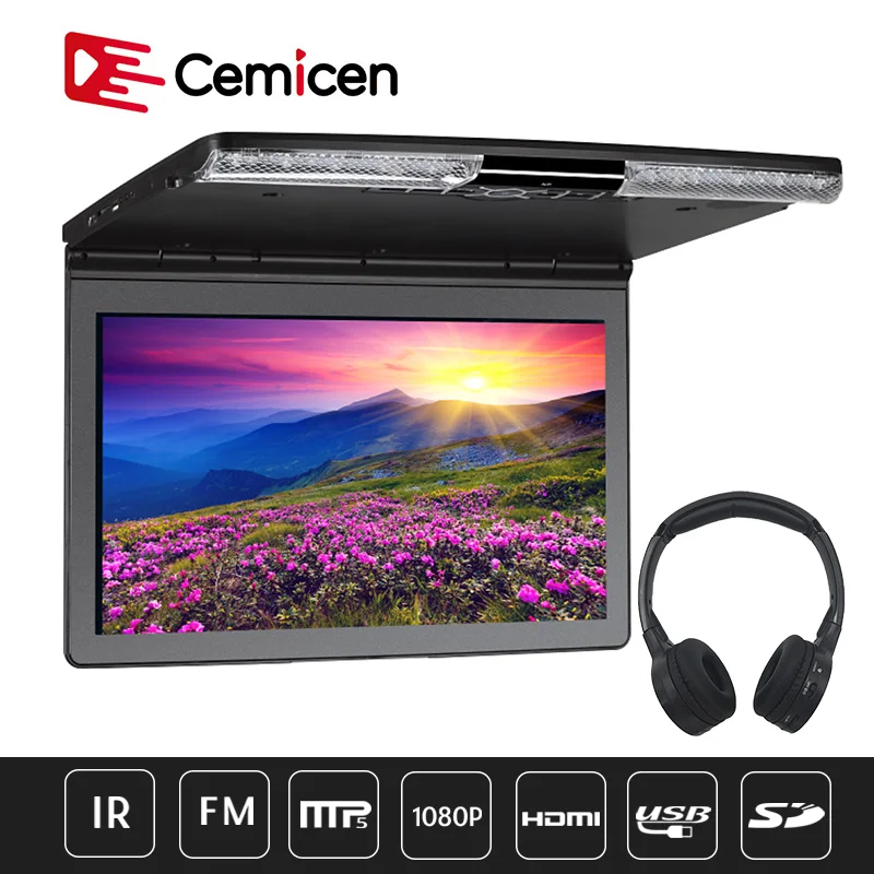 Потолочный откидной монитор Cemicen 17 3 дюйма с креплением на крышу 1920x1080 Full HD