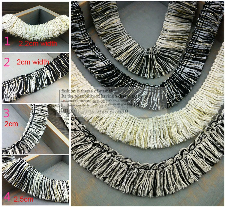 5 yard 2cm-2.5cm wide black/ivory/blue with gold silver cotton tassels fringe lace trim ribbon ML15H0017
5 yard 2cm-2.5cm wide black/ivory/blue with gold silver cotton tassels fringe lace trim ribbon ML15H0017