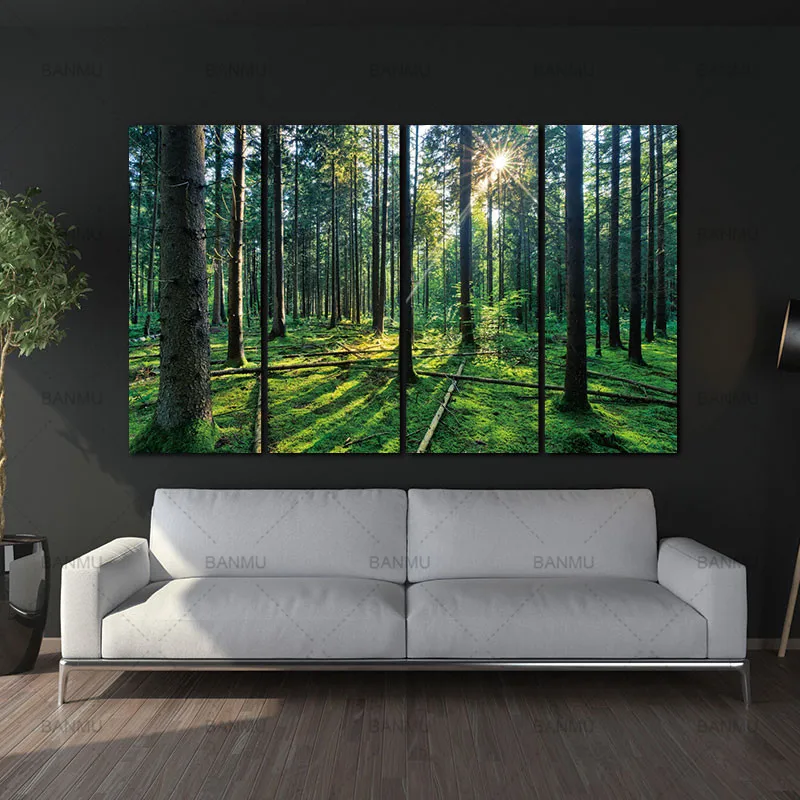 canvas painting wll art decoration home 4 Panel Forest and Sunrise Sunlight Oil Painting Green Tree Woods Canvas Print Modern
canvas painting wll art decoration home 4 Panel Forest and Sunrise Sunlight Oil Painting Green Tree Woods Canvas Print Modern