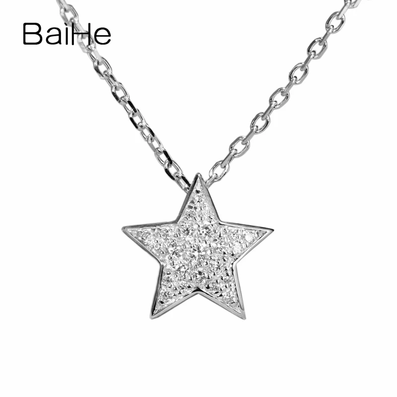 BAIHE Solid 18K White Gold 0.10ct H/SI Natural Diamond Star Pendant Necklace Women Fine Jewelry Collier étoile قلادة النجمة
BAIHE Solid 18K White Gold 0.10ct H/SI Natural Diamond Star Pendant Necklace Women Fine Jewelry Collier étoile قلادة النجمة