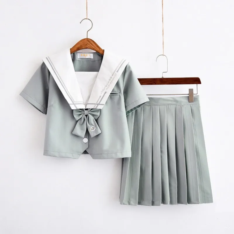 Японская JK школьная форма для женщин белая футболка Jasmine Embroideried Sailor Navy костюм с