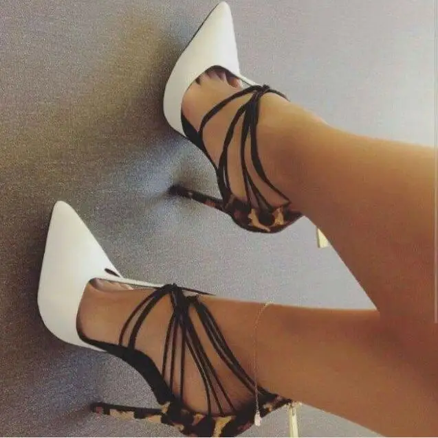 New Arrivals Leopard Heels Pumps White Pointed Toe Patchwork Party Dress Shoes Thin High Heel Cross Strappy T-shape Pumps
New Arrivals Leopard Heels Pumps White Pointed Toe Patchwork Party Dress Shoes Thin High Heel Cross Strappy T-shape Pumps