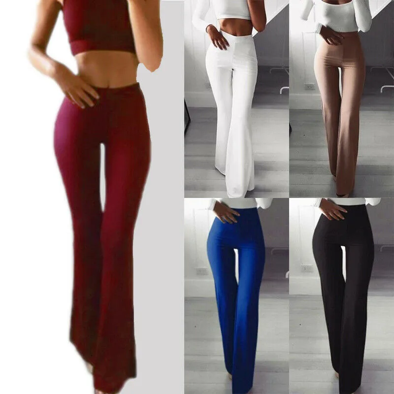 Women Solid High Waist Flare Wide Leg Chic Trousers OL Bell Bottom Pants Khaki Black White
Women Solid High Waist Flare Wide Leg Chic Trousers OL Bell Bottom Pants Khaki Black White