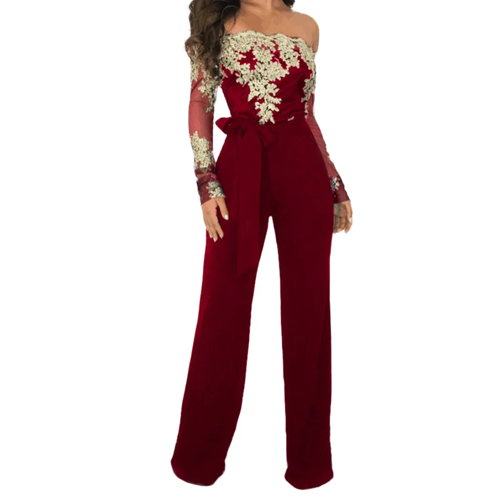 Women Ladies Jumpsuit Casual Lace Print Off Shoulder Lace Up long Sleeve Jumpsuit Playsuit Wide Leg Romper Women
Women Ladies Jumpsuit Casual Lace Print Off Shoulder Lace Up long Sleeve Jumpsuit Playsuit Wide Leg Romper Women
