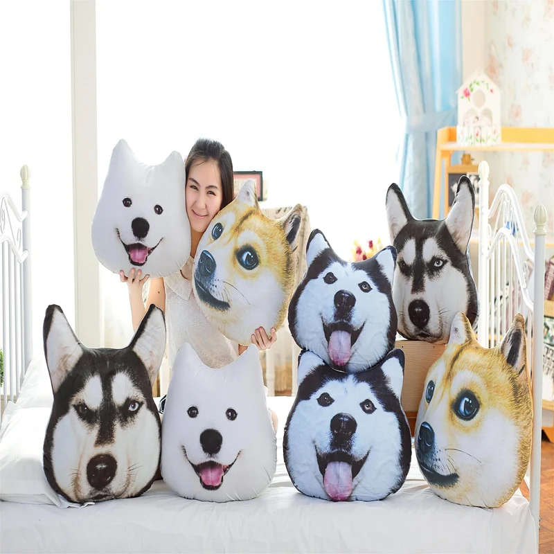 New Hot 3D Samoyed Husky Dog Plush Toys Dolls Stuffed Animal Pillow Sofa Car Decorative Creative Birthday Christmas Gifts | Игрушки и