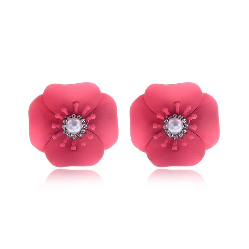 FLDZ New floral stud stainless steel spray paint set with Rhinestone pearl fashion lady earrings clothing accessories | Украшения и