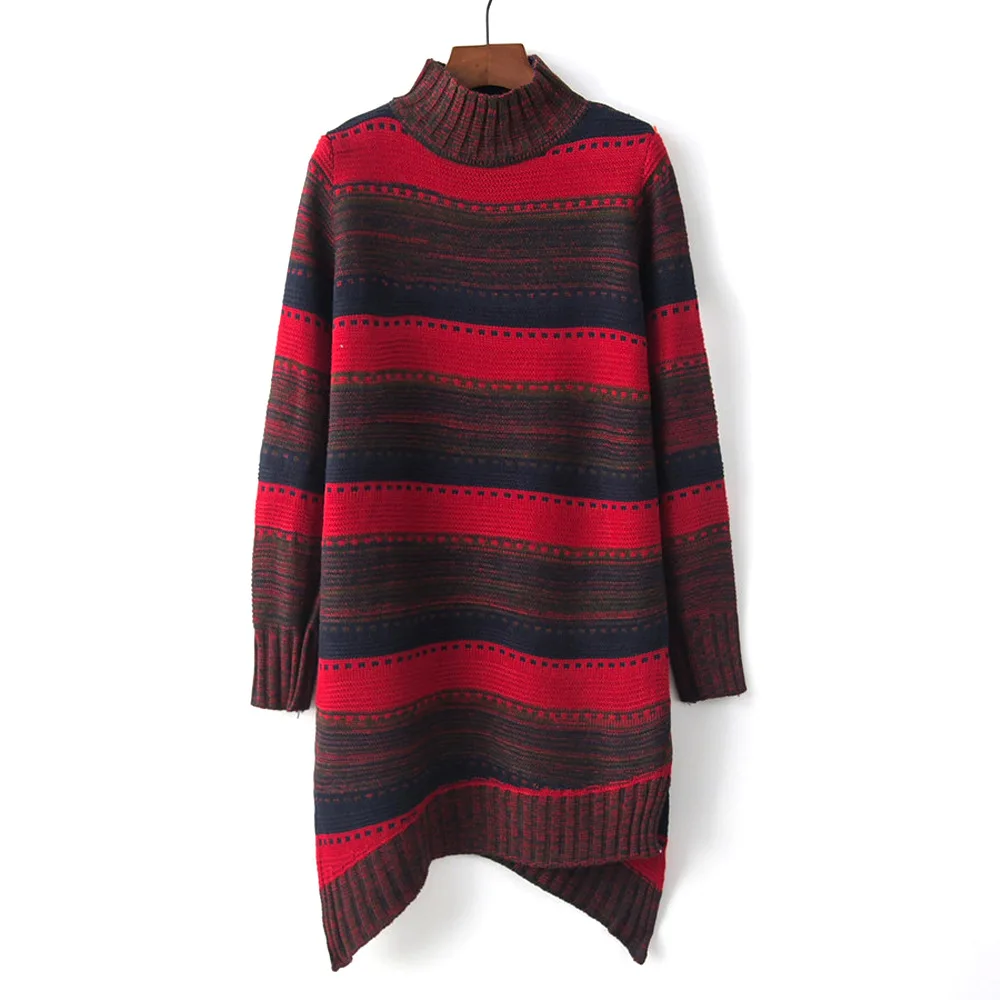 Vintage Chic Patchwork Striped Knitted Sweater Dress Women 2018 Stand Neck Long Sleeve Pullovers Dress Female Irregular Dresses
Vintage Chic Patchwork Striped Knitted Sweater Dress Women 2018 Stand Neck Long Sleeve Pullovers Dress Female Irregular Dresses
