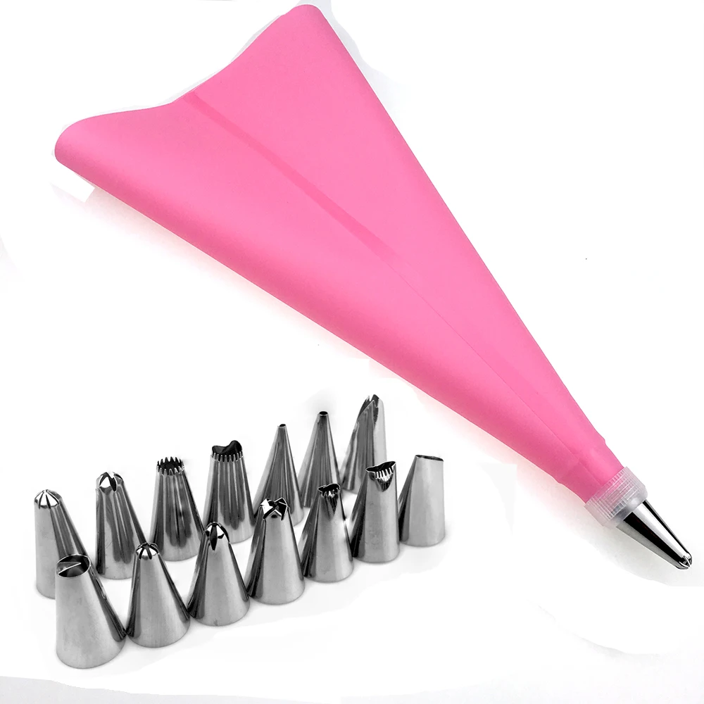 Silicone DIY Icing Piping Cream Pastry Bags + 14PCS Nozzle Tips Set Cake Decorating Tools Mould + Coupler Converter 16PCS/SET
Silicone DIY Icing Piping Cream Pastry Bags + 14PCS Nozzle Tips Set Cake Decorating Tools Mould + Coupler Converter 16PCS/SET