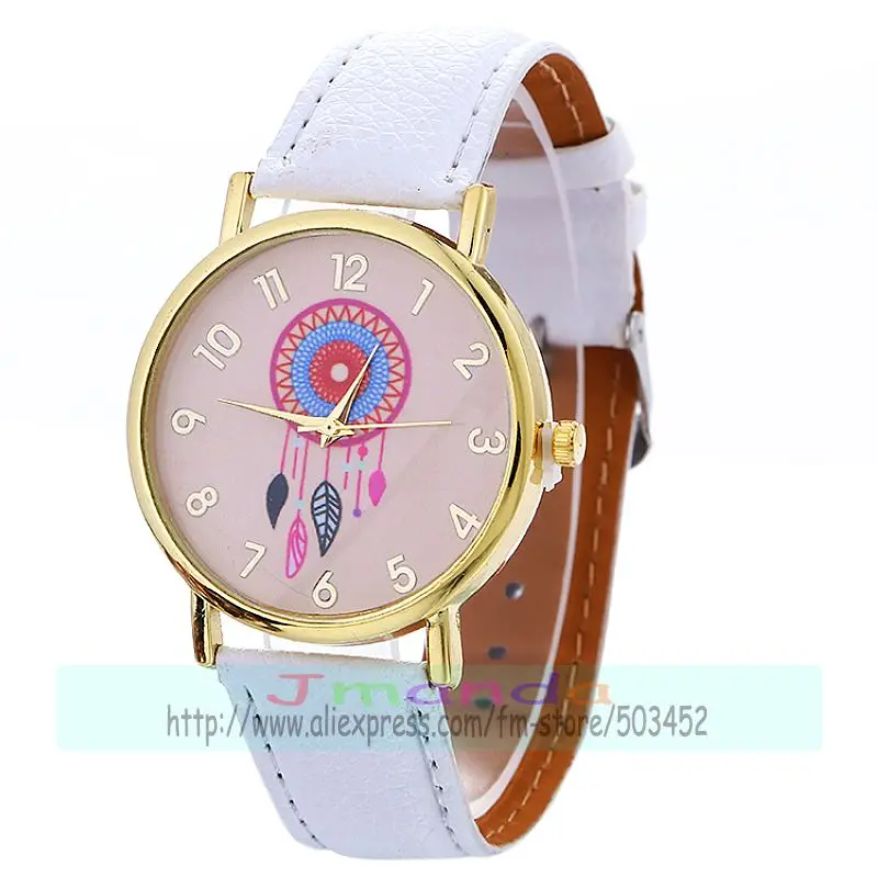 100pcs/lot Dream Chaser leather watch no logo gold case wrap quartz casual wholesale wristwatch for unisex fashion clock - купить по