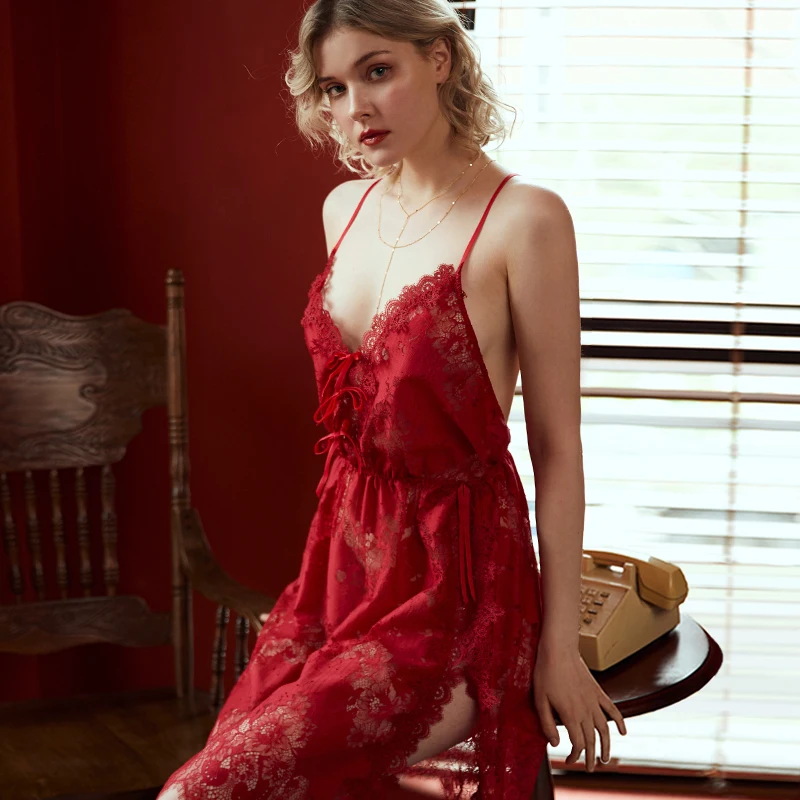 New Sexy Lingerie Nightgown Underwear Lace Embroidery Seduction Women Nightwear Sling Back Cross Night Dress
New Sexy Lingerie Nightgown Underwear Lace Embroidery Seduction Women Nightwear Sling Back Cross Night Dress