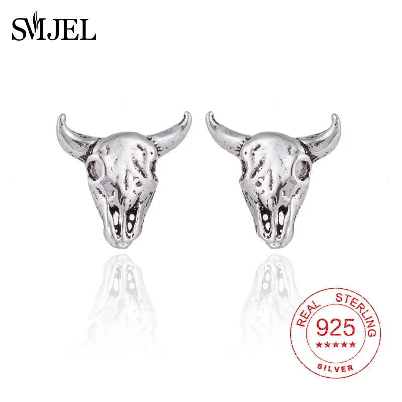 SMJEL 925 Sterling Silver Sheep Head Stud Earrings For Women Ladies Punk Deer Skull Animal Earring Gift Sterling-silver-jewelry
SMJEL 925 Sterling Silver Sheep Head Stud Earrings For Women Ladies Punk Deer Skull Animal Earring Gift Sterling-silver-jewelry