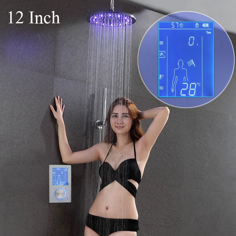 JMKWS Intelligent LCD Screen Shower Set Rainfall 12" Round 304 Steel LED Shower Head Touch Digital Smart Shower Mixer Faucet
JMKWS Intelligent LCD Screen Shower Set Rainfall 12" Round 304 Steel LED Shower Head Touch Digital Smart Shower Mixer Faucet