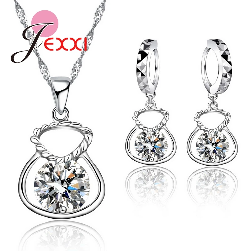 925 Sterling Silver Cubic Zirconia Necklace Earrings Jewelry Sets Purse CZ Crystal Wedding Anniversary Accessories Gift
925 Sterling Silver Cubic Zirconia Necklace Earrings Jewelry Sets Purse CZ Crystal Wedding Anniversary Accessories Gift