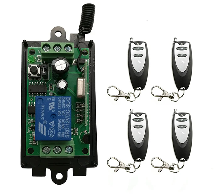 DC 9V 12V 24V 1 CH 1CH Remote Control Switch Relay Output Radio Receiver Module and Transmitter garage door / window /lamp
DC 9V 12V 24V 1 CH 1CH Remote Control Switch Relay Output Radio Receiver Module and Transmitter garage door / window /lamp
