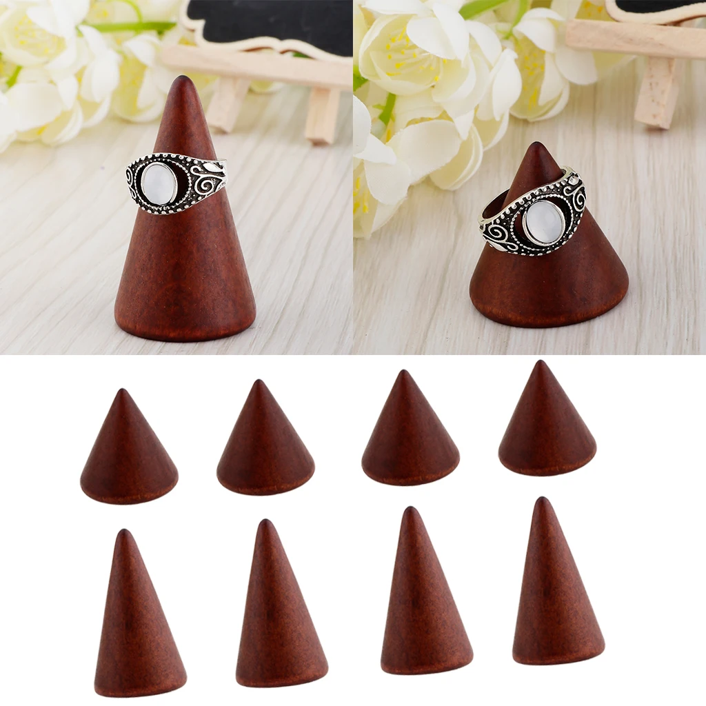 8 Pieces Natural Wooden Rustic Brown Cone Shape Ring Bracelet Jewelry Display Stand Rack
8 Pieces Natural Wooden Rustic Brown Cone Shape Ring Bracelet Jewelry Display Stand Rack