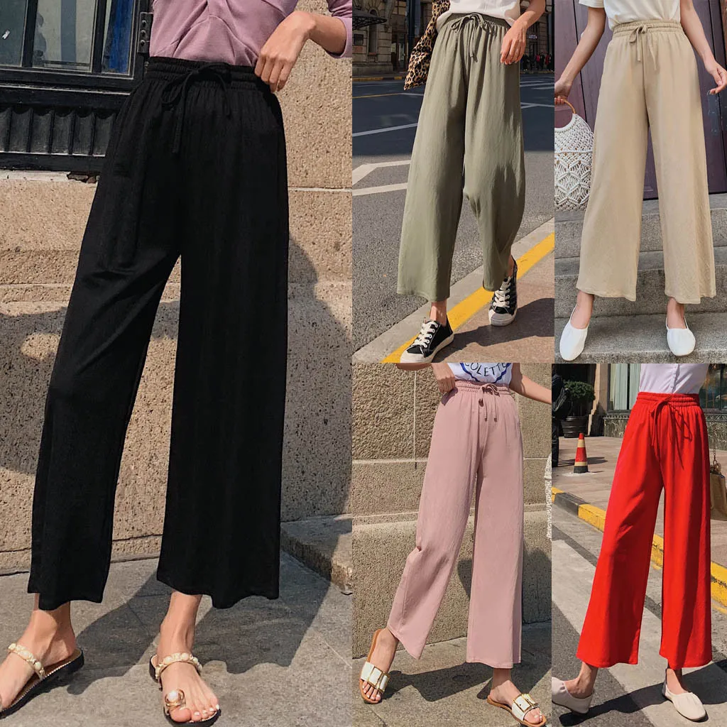 Women pants cotton linen wide leg high waist plus size drawstring casual trousers loose pants Ladies running fitness pants
Women pants cotton linen wide leg high waist plus size drawstring casual trousers loose pants Ladies running fitness pants