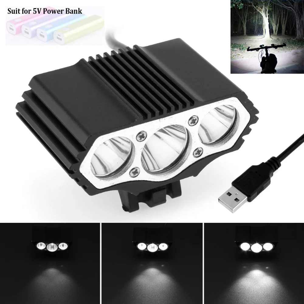 New Outdoor XM-L T6 X3 LED 4-Mode Bicycle Head Light Cycling Front Lamp 5V USB bike light
New Outdoor XM-L T6 X3 LED 4-Mode Bicycle Head Light Cycling Front Lamp 5V USB bike light