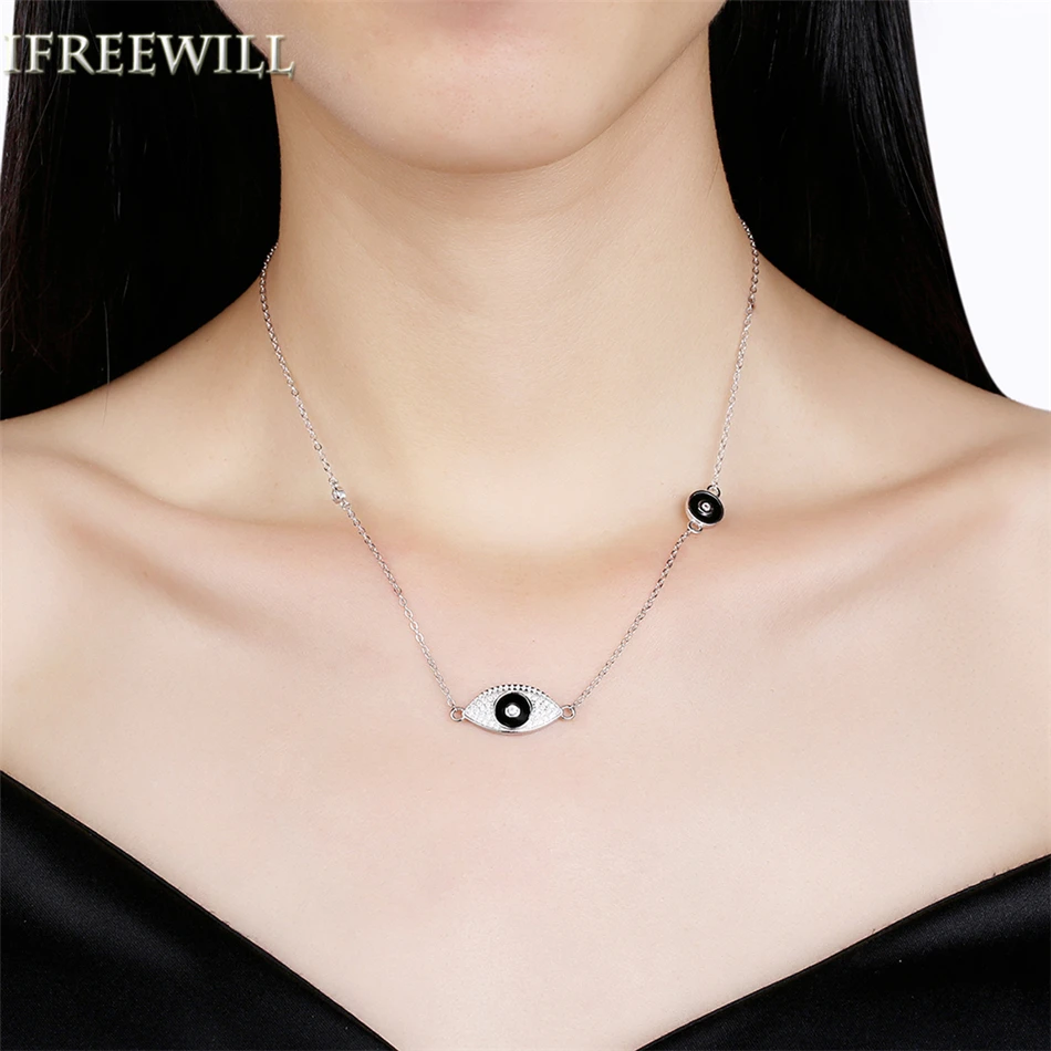 925 серебряные керамика ожерелья для женщин Модный Циркон глаз Ключичное способа