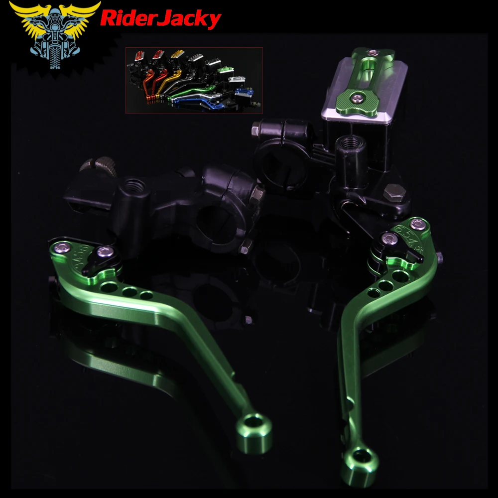 

RiderJacky CNC зеленый мотоциклетный основной цилиндр, резервуар, Гидравлический тормозной кабель, рычаги сцепления для KAWASAKI NINJA 250 250R 300R