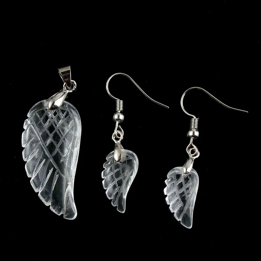 100-Uniqe 1 Set Silver Plated Natural Rock Crystal Angel Wing Pendant Drop Earring For Party Jewelry Set
100-Uniqe 1 Set Silver Plated Natural Rock Crystal Angel Wing Pendant Drop Earring For Party Jewelry Set