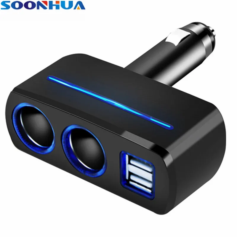 Автомобильное зарядное устройство SOONHUA с двумя USB-портами поворотом на 90 градусов