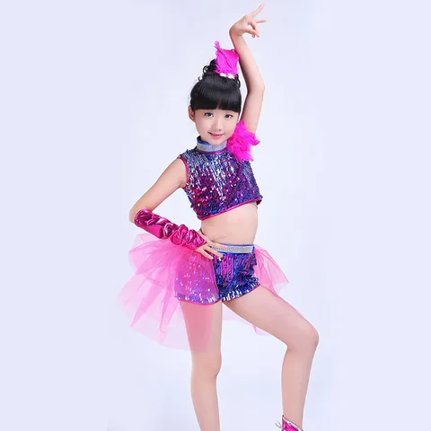 От 4 до 16 лет Детский джазовый танцевальный костюм; Детская Современная для театрализованных представлений с пайетками для девочек, для мальчиков, в стиле «хип-хоп» костюмы для танцев розового и голубого цвета