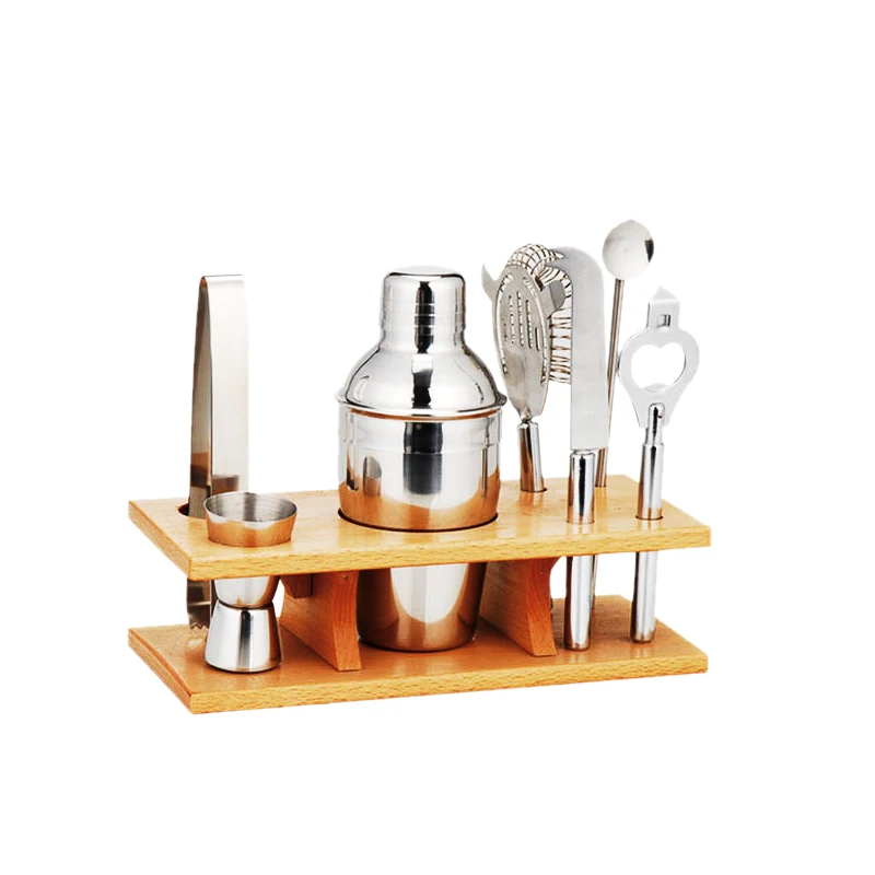 Cocaktail kit 8 pcs stainless steel Cocktail Shaker set with Wooden Stand for Bar Party or Household
Cocaktail kit 8 pcs stainless steel Cocktail Shaker set with Wooden Stand for Bar Party or Household
