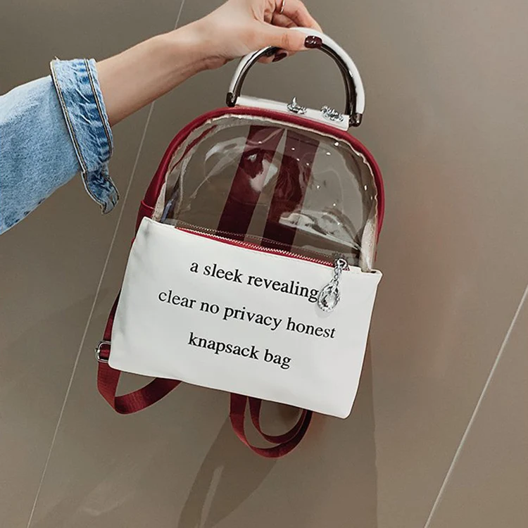 Фото Прозрачный рюкзак с буквенным принтом ABDB Желейный ранец карамельного цвета для