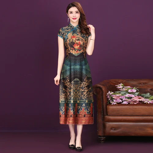 2021 Spring Summer Short Sleeve Silk Women Dress New Retro Style Improved Cheongsam Big Code Elegant Temperament Female Dresses
2021 Spring Summer Short Sleeve Silk Women Dress New Retro Style Improved Cheongsam Big Code Elegant Temperament Female Dresses