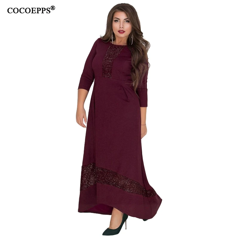 Женское винтажное платье-макси COCOEPPS Элегантное Длинное платье в пол большого