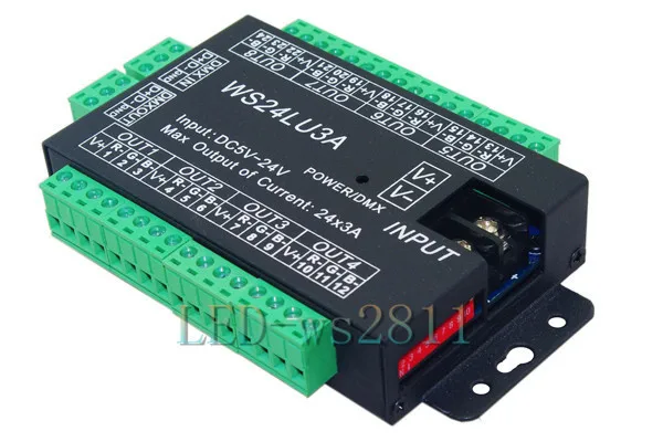 24CH 24channel Easy dmx512 DMX decoder,LED dimmer Controller, DC5V-24V,each channel Max 3A,8 groups RGB controller, Iron case
24CH 24channel Easy dmx512 DMX decoder,LED dimmer Controller, DC5V-24V,each channel Max 3A,8 groups RGB controller, Iron case