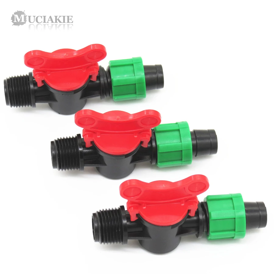 

MUCIAKIE 1PC Switch Valve Connectors 1/2'' Male Threaded to DN16 Drip Tape Adaptor Good Garden Irrigation Accessories Fittings