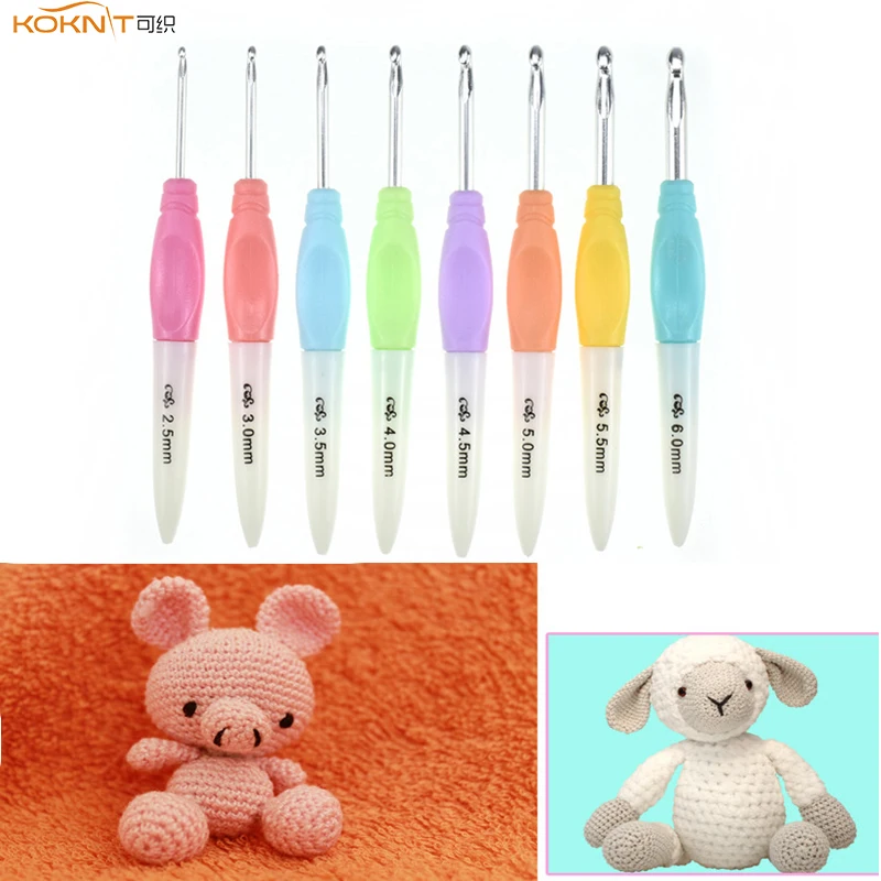 KOKNIT 8 шт./компл. крючки для вязания крючком 2 5 мм 6 0 с пластиковой ручкой