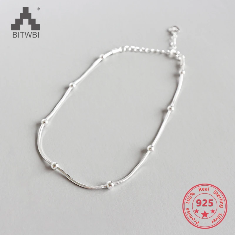 925 Sterling Silver Anklet For Women Simple Round Beads Snake Chain Summer Romantic Beach Accessories Gift Fashion Jewelry
925 Sterling Silver Anklet For Women Simple Round Beads Snake Chain Summer Romantic Beach Accessories Gift Fashion Jewelry