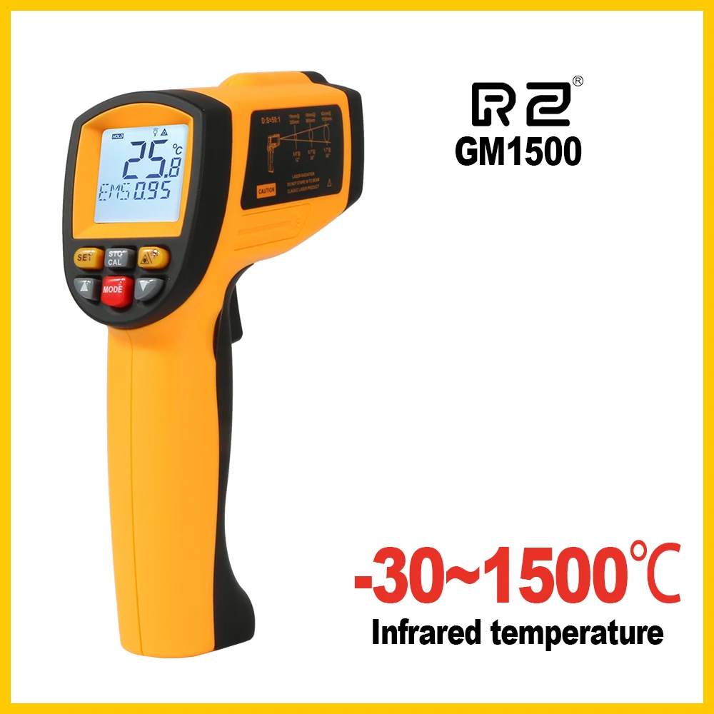 RZ GM1500 Non-Contact LCD display IR Infrared Digital Temperature Gun Thermometer
RZ GM1500 Non-Contact LCD display IR Infrared Digital Temperature Gun Thermometer