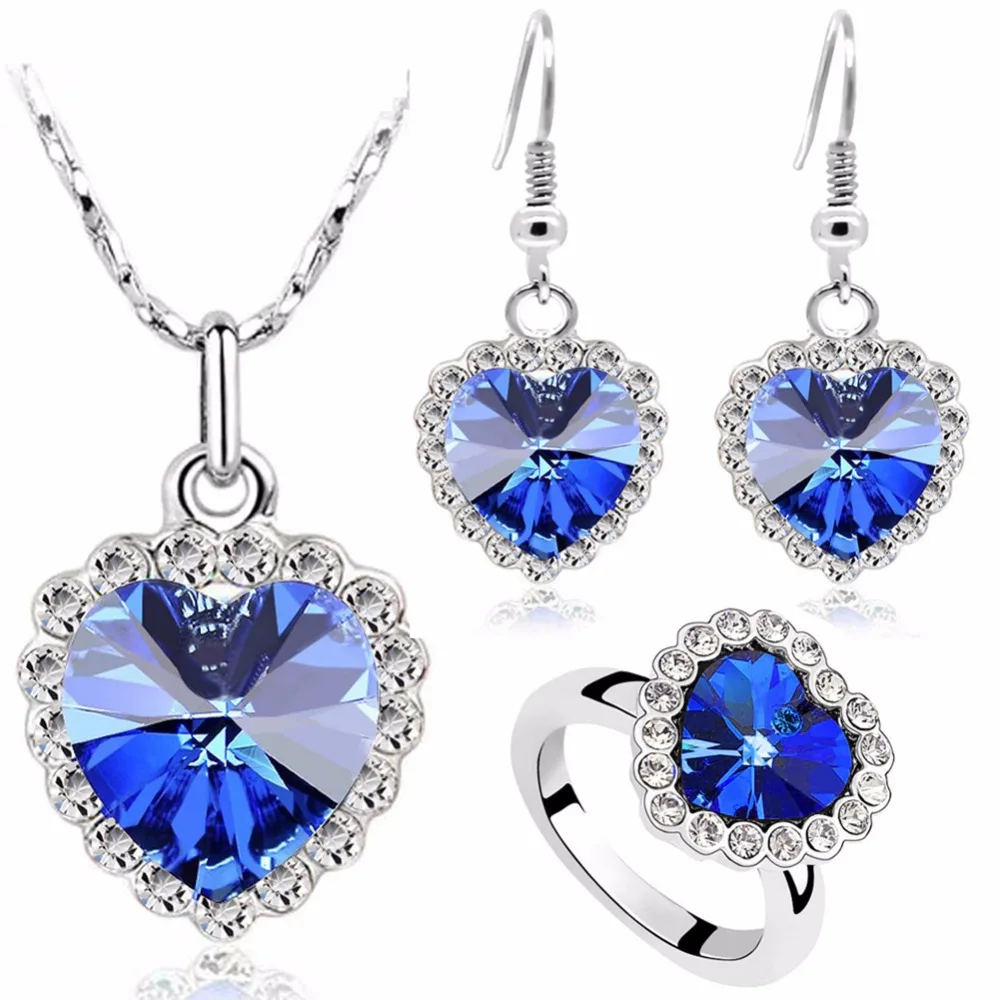 Fashion brand name Factory wholesales Austrian Crystal Ocean Heart Pendant Love Necklace Earrings Ring Jewelry sets 84018
Fashion brand name Factory wholesales Austrian Crystal Ocean Heart Pendant Love Necklace Earrings Ring Jewelry sets 84018