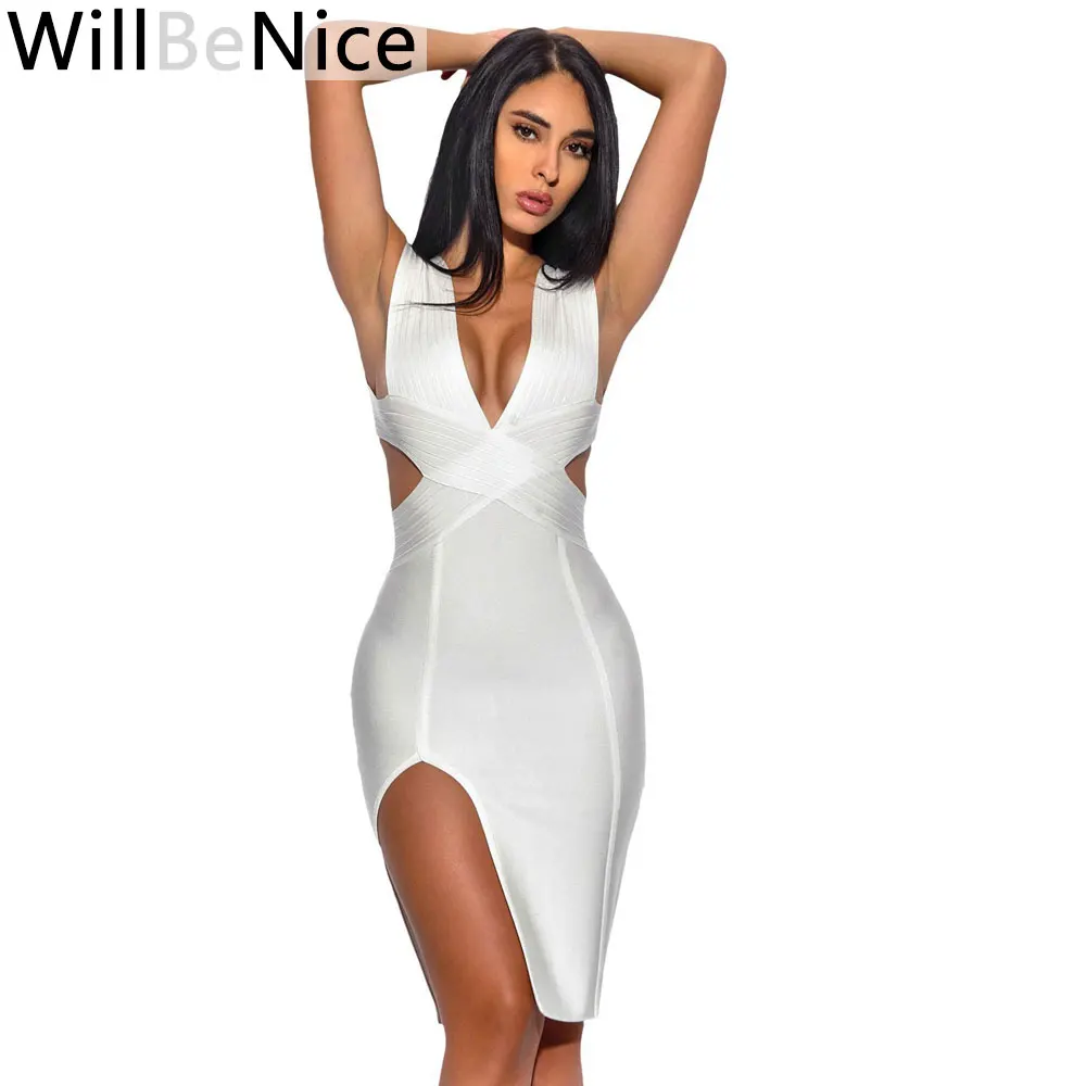 WillBeNice White Women Dress Bandage Sexy Deep V Neck Open Fork Knee Length Sexy Women Bodycon Bandage Dress For Women 2019
WillBeNice White Women Dress Bandage Sexy Deep V Neck Open Fork Knee Length Sexy Women Bodycon Bandage Dress For Women 2019
