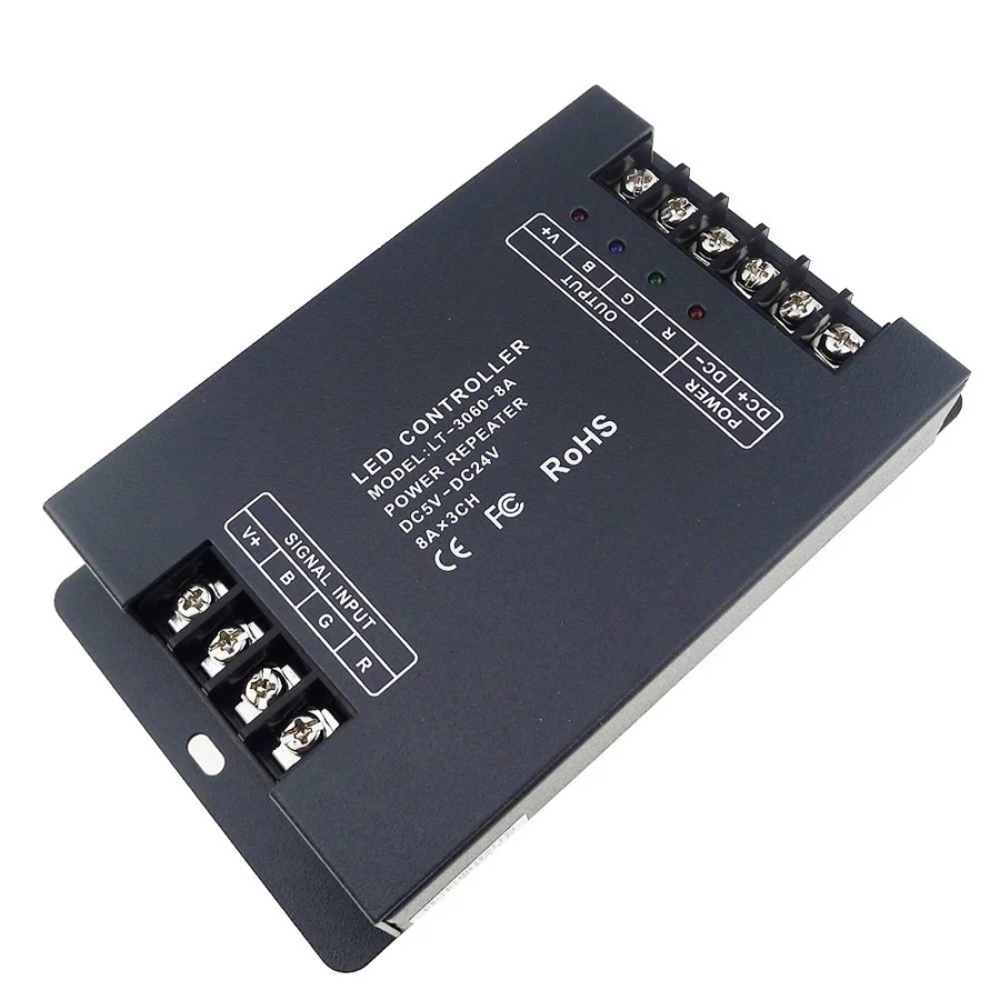 12V 24V 24A CV Power Repeater Signal Amplifier 3channels 8A RGB full color Controller for LED 5050 STRIP Light
12V 24V 24A CV Power Repeater Signal Amplifier 3channels 8A RGB full color Controller for LED 5050 STRIP Light