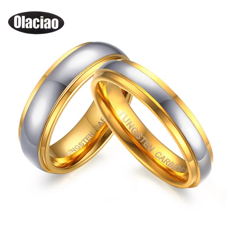 Hot Fashion High Quality #4-#6 Width Couple Ring Tungsten Carbide Wedding Gold color women men jewelry | Украшения и аксессуары