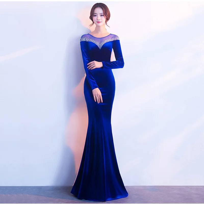 Elegant Royal Blue Diamonds Transparent Mesh O Neck Long Sleeve Slim Mermaid Formal Sexy Dresses Party Night Club Dress 2018
Elegant Royal Blue Diamonds Transparent Mesh O Neck Long Sleeve Slim Mermaid Formal Sexy Dresses Party Night Club Dress 2018