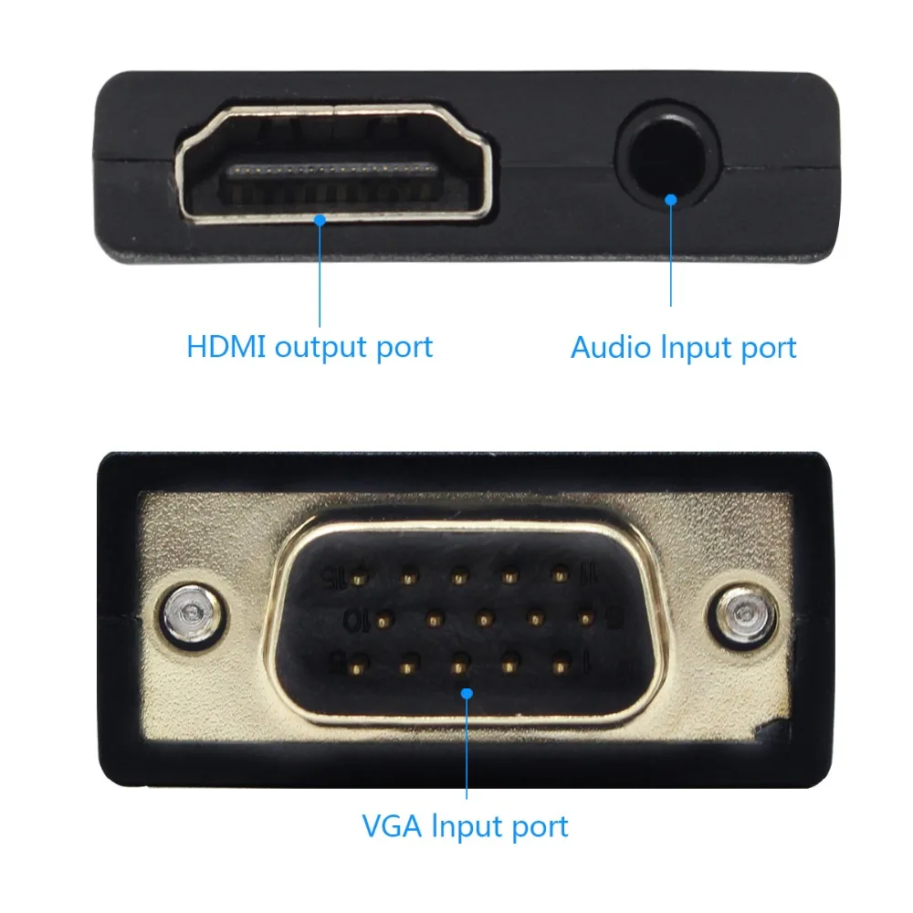 Преобразователь адаптера VGA-HDMI с аудио (источник выхода ПК VGA для ТВ/монитора