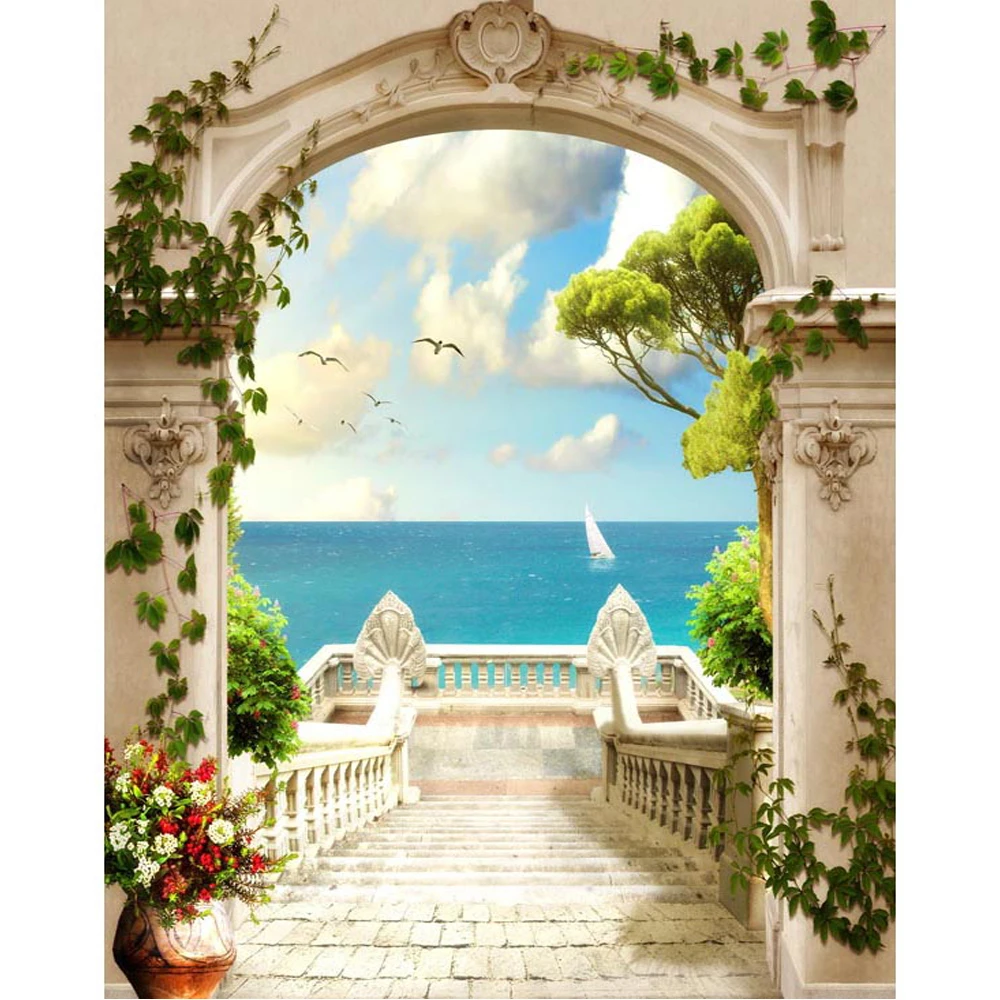 Retro Pavilion Arch Door Wedding Photography Backdrop Printed Green Vines Potted Flowers Stairs Beach Scenic Photo Backgrounds
Retro Pavilion Arch Door Wedding Photography Backdrop Printed Green Vines Potted Flowers Stairs Beach Scenic Photo Backgrounds